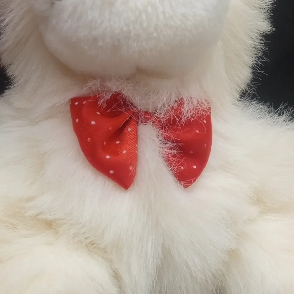 Soft Plush Monkey with Red Bow Vintage